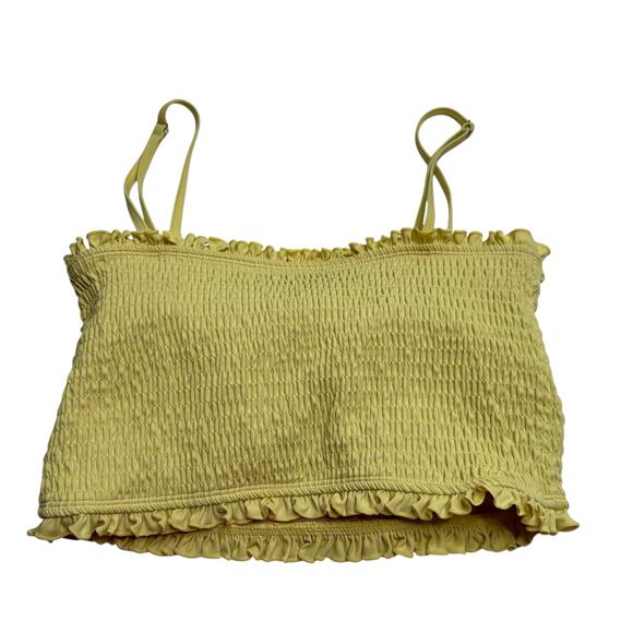 KORTNI JEANE Yellow Smocked Bandeau Bikini Swimwear Top Women's Size Medium - Picture 2 of 6